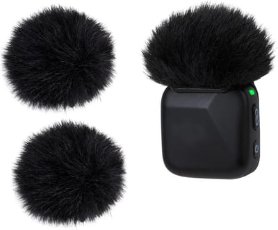 Compatibele Windschuim voor DJI Mic Mini - 2 Stuks Fuzzy Microfoon Windscreen voor Vloggen en Streaming, Zwart, Ideaal voor Geluidsopname en Bescherming tegen Windruis