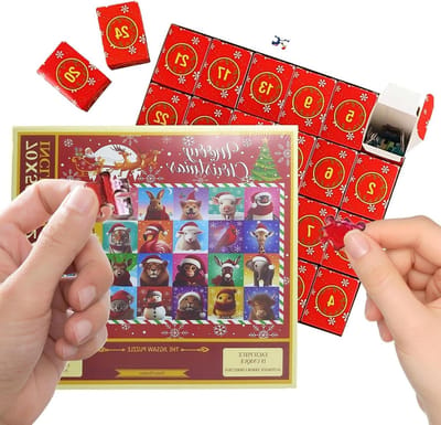 Kerstpuzzel - Adventskalender Puzzel - Feestelijke Ontspanning - 24 Dagen Puzzelplezier - 1000 Stukjes - Multicolor