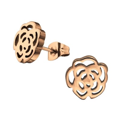 Aramat Jewels | Oorbellen | Roos Oorbellen 9x8mm – Tijdloos bloem Cadeau | Rosékleurig | |8mm | Staal | Kinderen, Volwassenen | Verkleurd niet