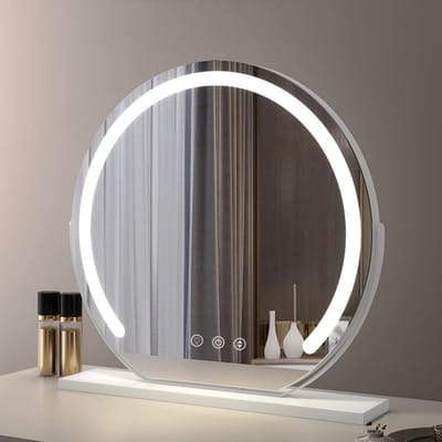 Verlichte Kaptafel Spiegel - Make-up Spiegel - Dagelijkse Make-up - 3 Kleurlichten - 60cm Rond - Zilver