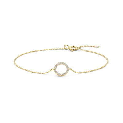 New Bling 9NBG-1015 14 Karaat Gouden Armband Cirkel met Zirkonia - Verstelbaar 16-18 cm
