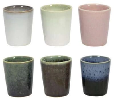 Studio Tavola Espressokopjes Wind - Espressokopje, Espresso Cup - Aardewerk Diverse Kleuren - Vaatwasserbestendig Stapelbaar - Set van 6 - 60 ml