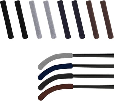 Ronte - Zachte gebreide katoenen oorkussens voor brilhouder, 8 stuks. Anti-slip en comfortabel. Geschikt voor zonnebril, leesbril en sportbril. Perfect voor winterse activiteiten.
