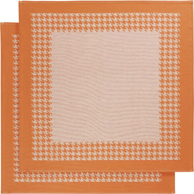 De Witte Lietaer Theedoek Pied de Poule, Oranje - 2 stuks - 65 x 65 cm - Katoen