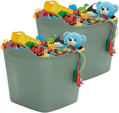 Storage solutions speelgoedmand - 2x - salie groen - 25 l - kunststof - 40 x 35 cm - opbergmand