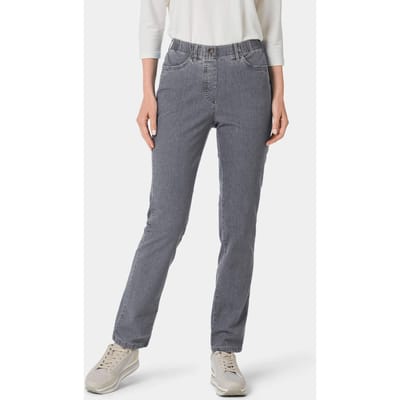 Chic versierde jeans met elastische band - grijs - Gr. 38 van Goldner Fashion