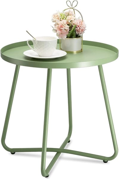Buitentafel Rond - Metalen Tafel - Terras Decoratie - Weerbestendig Staal - Niet Gespecificeerd - Groen