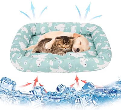 Famanu – Koelmat voor huisdieren, zelfkoelend, wasbaar, 45 x 40 cm, ideaal voor katten en kleine honden