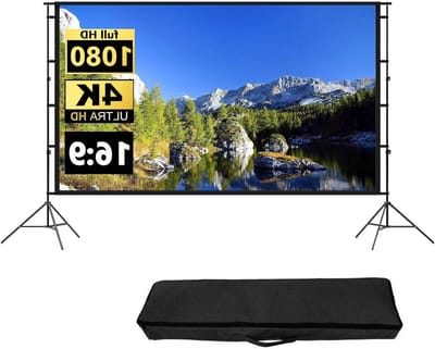 Projectiescherm met statief - Mobiel scherm - Films kijken - In hoogte verstelbaar - 265 x 148 cm - Wit