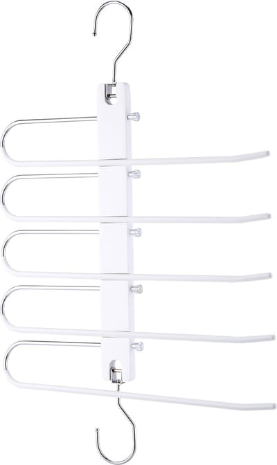 Behave Ruimtebesparende Kledinghanger - Kledinghangers - Kapstok - Broekhanger - Antislip - Wit - 5 Haken