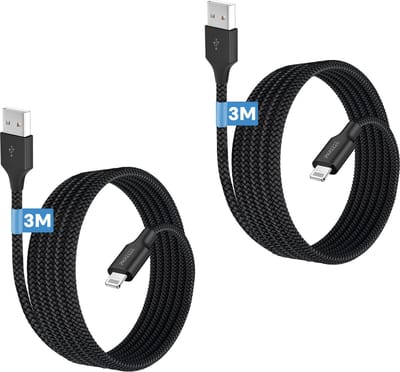 Usb Kabel geschikt voor iPhone 14 t/m 7 - 3m - Stevig nylon