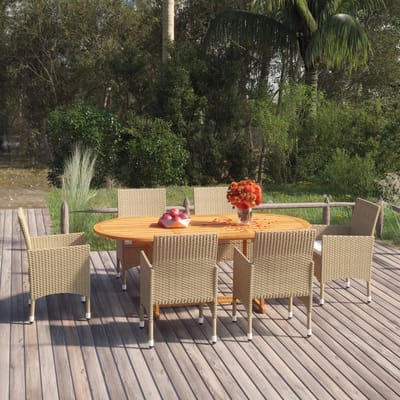 vidaXL - 7-delige - Tuinset - poly - rattan - beige