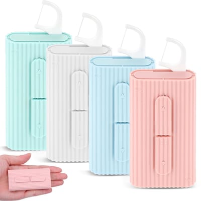 Dailygoods- Flosdozen Draagbaar - 4 Stuks - Opbergdoos - Tandzijde Dispenser - Navulbare Houder - Mondverzorging - Polypropyleen - Tandzijdehouder