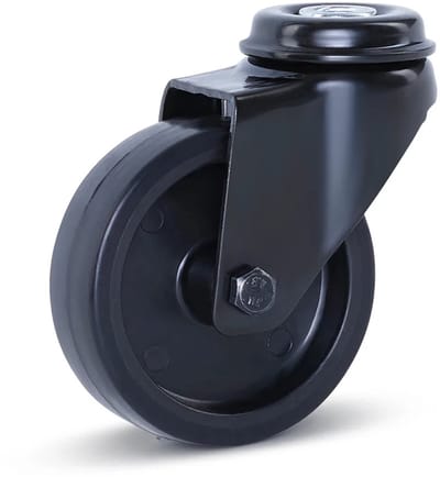 Meubel zwenkwiel zwart met centraal gat - 75mm - 60kg