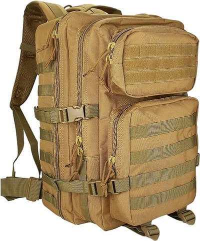 Candala Militaire Tactische Rugzak, 40L Grote Capaciteit 3-Daags Assault Pack Bug Out Bag Go Bag Rugzakken voor Jagen, Trekking en Kamperen en Andere Buitenactiviteiten, Kaki