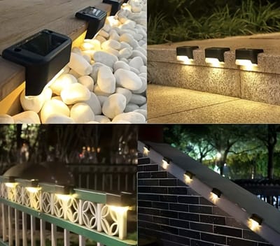 Terrasverlichting solar - Warm licht - Set van 4 - Buitenverlichting - Solar Tuinverlichting - zonne energie