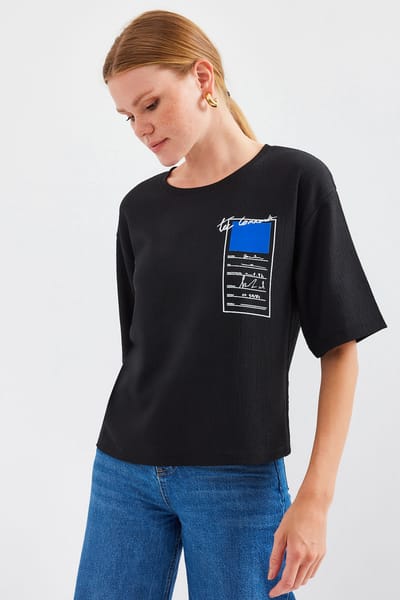 Bedrukte Crew Neck Korte Mouwen T-shirt