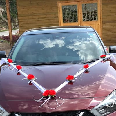 Organza bloemslinger, autoversiering, bruidspaar, bruiloftsdecoratie, bloemenversiering, autoversiering, bruiloftsauto, autodeurgreep, decoratie, bloemen, voor auto, decoratie, bruiloft, bruiloft,