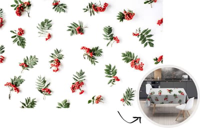 Tafelkleed - Tafellaken - 220x150 cm - Winter - Mistletoe - Rood - Binnen en Buiten