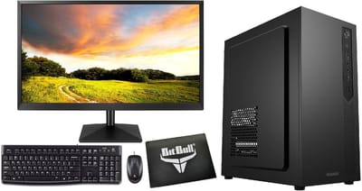 AMD Ryzen 5 PC met Monitor en MS Office 2024|8GB RAM|250GB SSD|Complete Computer Set|24" Scherm met Speakers, Logitech MK120 Toetsenbord, Muis en Muismat|WiFi 6|Bluetooth 5.4|Gamdias Mars
