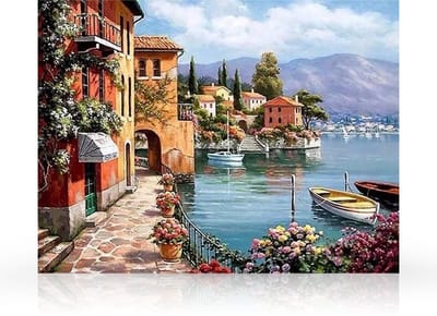Rubye® Diamond Painting Volwassenen - Diamond Painting Kinderen - Diamond Painting Pakket Volledig - Italiaanse Kust - 40x30cm