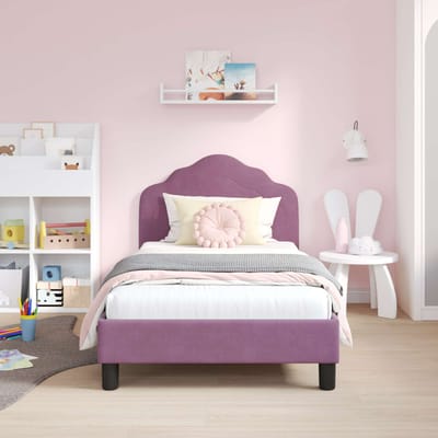 vidaXL - Kinderen - bedframe - met - hoofdboard - Paars - 80 - x - 160 - cm - Fluweel