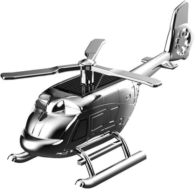 Solar Helikopter Decoratie - Luchtverfrisser Ornament - Auto Interieur - Zonne-aangedreven Rotor - 125 x 46 mm - Zilver