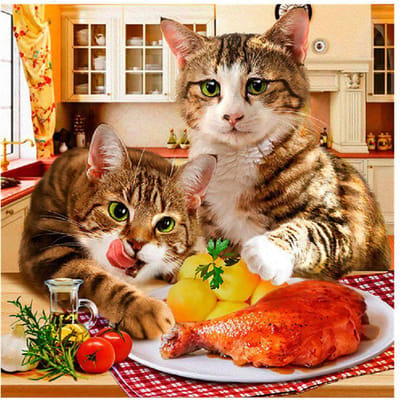 Peinture de diamant d'animal à faire soi-même, joli chat, point de croix, broderie de chaton, décoration ronde complète pour la maison 30x30CM brown