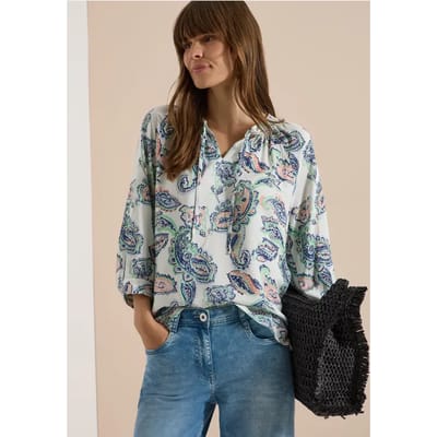 Tuniek met 3/4 mouwen, gespleten hals en print