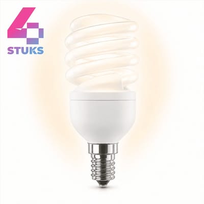 4x Spiraal Spaarlamp E14 - 11W - Daglicht (6400K) - 550 lm - 10 jaar - Niet Dimbaar
