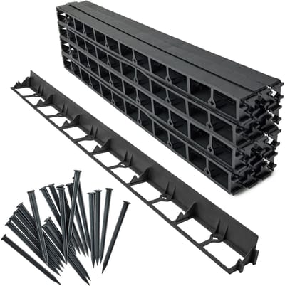 Garronda – Bedranding - Kunststof Stoeprand met Bevestigingsankers – 24 m x 5,8 cm met 50 Bevestigingsnagels - GD-JBM-Border100