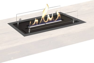 Xaralyn Bio-ethanol haard - bio-ethanol brander L - met inbouwprofiel - zwart - 3 KW verwarming - eenvoudig inbouwen - veilig - inbouwhaard - echte vlammen