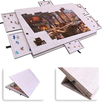 Puzzeltafel met standaard - Viltbord puzzel - Hobby en ontspanning - Draagbaar en opvouwbaar - Tot 1500 stukjes - Grijs