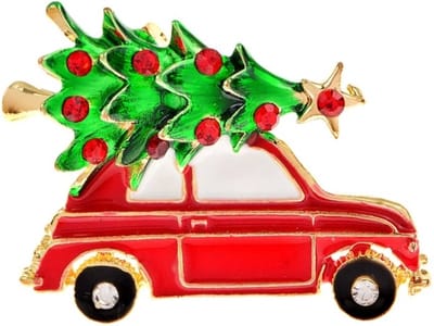 Zelto-Kerstmis-Kerstbroche-Kerstboom-Broche-Kerst- Fiat 500- Rood-Groen-Kerstman-Kerstkrans-Kerstboom-Kerstkrans-