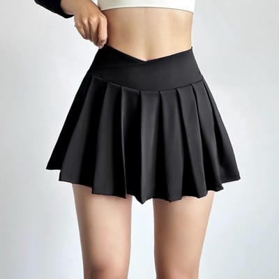 Jupe Courte Plissée Jupe Vêtements de Yoga Fitness Coréenne pour Femmes Équipe Robe de Scène Groupe d'Étudiants Réunion Sportive Uniforme de Pom-pom Girl L noir