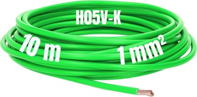 Kalitec 10 meter H05V-K 1 mm² groene bedradingskabel I kernkabel flexibel I PVC enkeladerig I meeraderig 1mm2 I bedrading fijnaderig I enkele kabel I kabel massief I schakeldraad