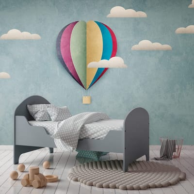 Fotobehang Profhome 383011-GU vliesbehang hardvinyl warmdruk in reliëf glad met kinder patroon mat blauw wit rood paars 3,71 m x 2,8 m