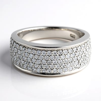 Cavill - Zilveren ring met 1,126 ct Cambodjaanse zirkonen - 925 Sterling Zilver - Pave zetting - Elegante ring met briljant geslepen stenen - Maat 17