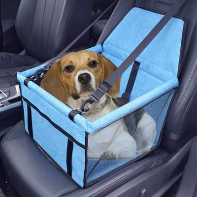 Autostoel Hond - Reisstoel Huisdier - Veilig Reizen - Voorvak met rits - 40x30x25 cm - Azuurblauw
