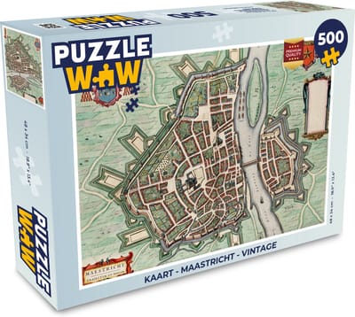 Puzzel Kaart - Maastricht - Vintage - Legpuzzel - Puzzel 500 stukjes