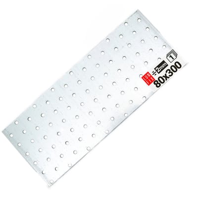 LUN FIX - Flachverbinder 300 x 80 x 2mm - 1 stuk - gatenplaat - verbindingsplaat - verbindingsplaat - connector - houtverbinder - verzinkt