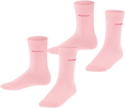 Esprit Foot Logo 2-Pack eenkleurig katoen multipack sokken kinderen roze - maat 27-30