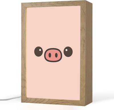 Nachtlampje 20x30 cm - Kinder lampje - Varken - Roze - Minimalistisch - Tafellamp kinderkamer - Slaapkamer lamp - Bedlamp kinderen - Kinderlampje stopcontact - Wandlamp babykamer - Nachtlampjes