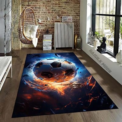 15 Maat Voetbal Sporten Cartoon Patroon Kamerkleed Street Fashion Tapijt voor Slaapkamer Woonkamer Vloermat Antislip Stoelkleed Cadeau 80*120cm
