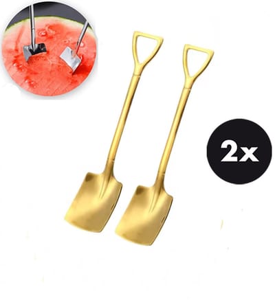 Actie4you® - Gebak Bestek - Dessert Bestek - Schep - Recht model - Goud – 2 Stuks