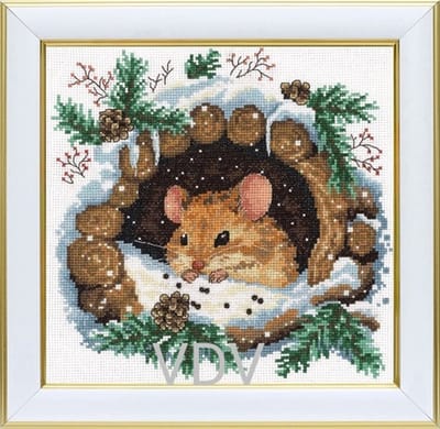 Borduurpakket VDV - The Little Mouse - De Kleine Muis - 386 - Met DMC garens