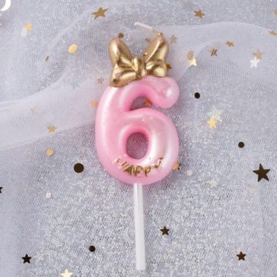 DW4Trading Verjaardagskaars 6 Happy Roze - Cijferkaars - Taartversiering