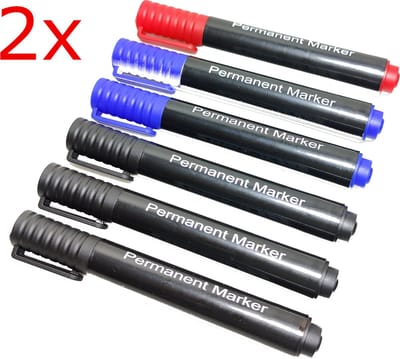 Permanente markeer stiften zwart rood blauw marker markeerstift 12 stuks