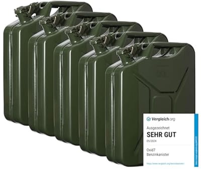 Metalen jerrycan voor benzine 20 liter - Geëmailleerd en getest met VN-goedkeuring