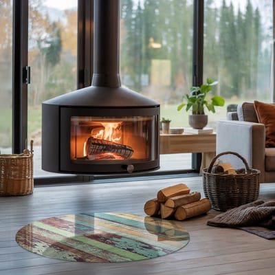 Coloray Vloerplaat Houtkachel - Vloerplaat voor Houtkachel - 90 cm x 90 cm - Vloerplaat Open Haard - Turkoois Vloerplaat Kachel - Onderplaat - Plaat voor Onder Kachel - Kachel Vloerplaat - Onderplaat Voor Houtkachel